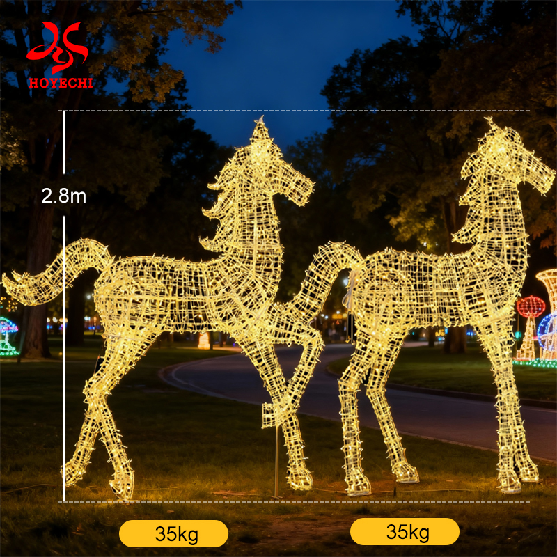 Outdoor decorative lighting featuring horse motif design