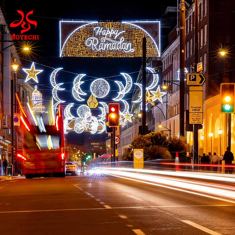 Classic moon and star LED motif light for Ramadan and Islamic festival decorations.