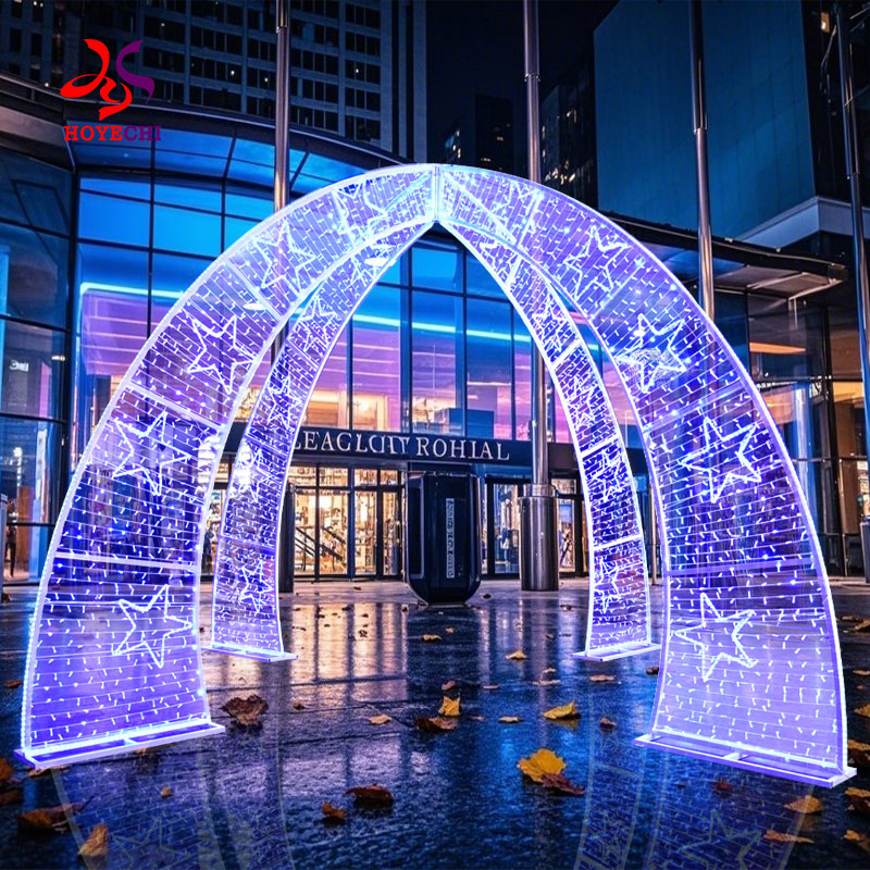 Large outdoor arch street motif light installation