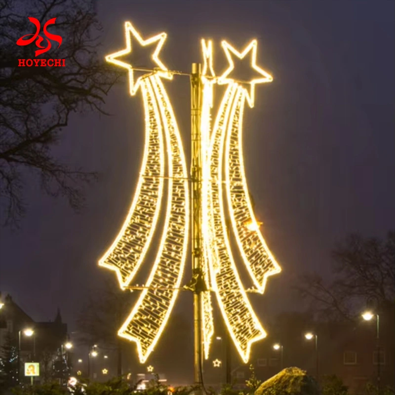 Outdoor pole mounted motif lights for festive city decoration