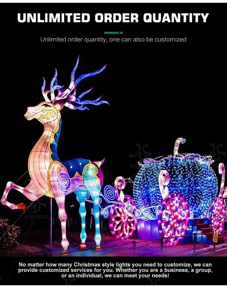 Christmas reindeer lantern with sleigh LED light