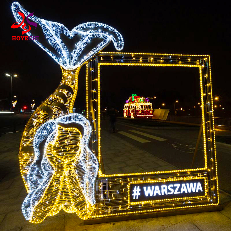 LED photo frame motif lights for outdoor festival street displays