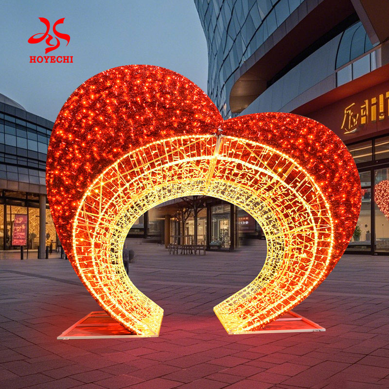 Large 3D heart shape arch lights for outdoor street decoration