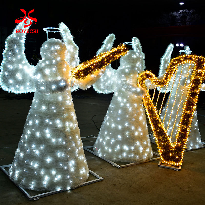 LED 3D Christmas angel motif lights for outdoor decoration