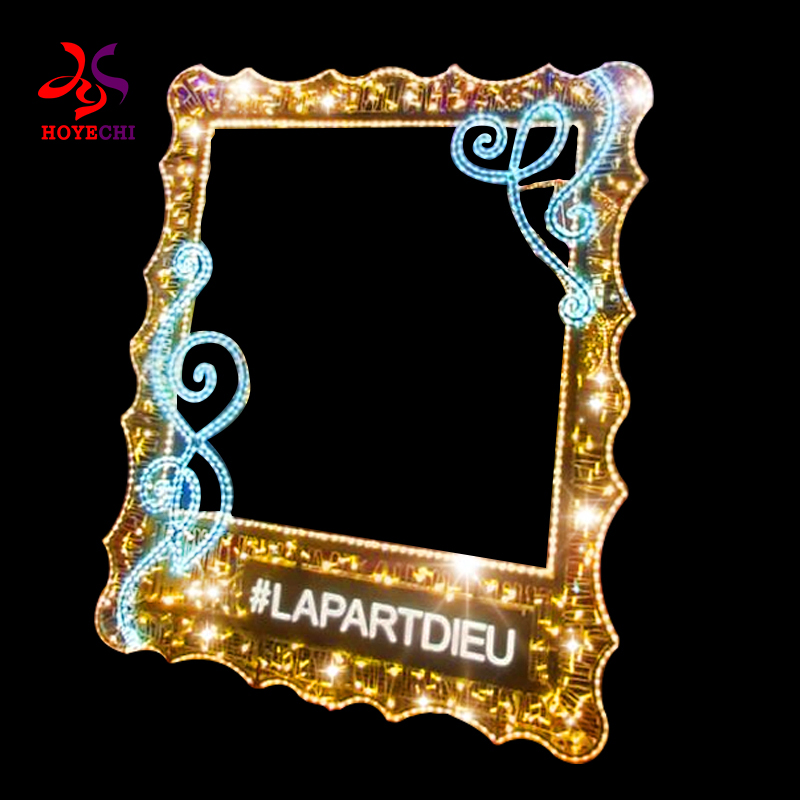 Large photo frame LED motif lights outdoor street installation