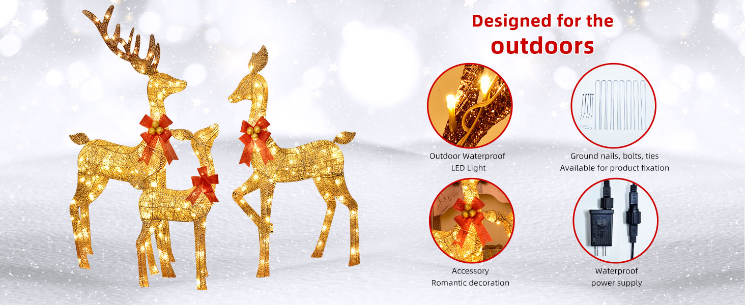 Outdoor Christmas reindeer lights for park decoration