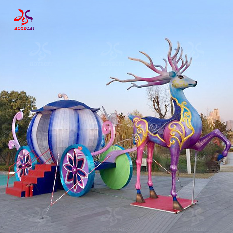 Commercial reindeer lantern sleigh Christmas lights