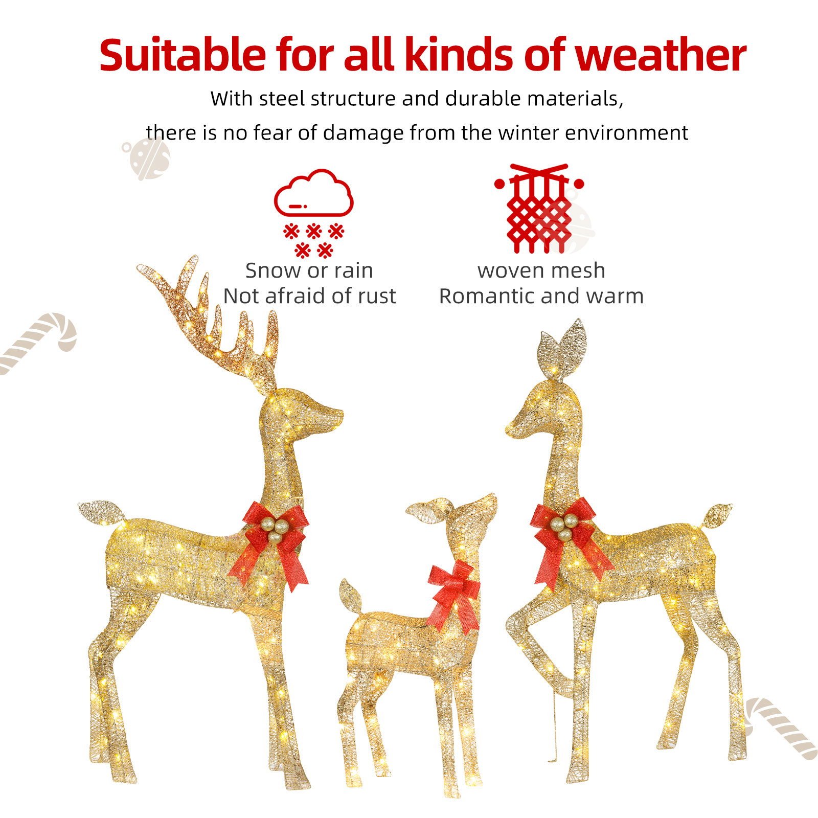 Large Christmas reindeer lights for outdoor holiday decor