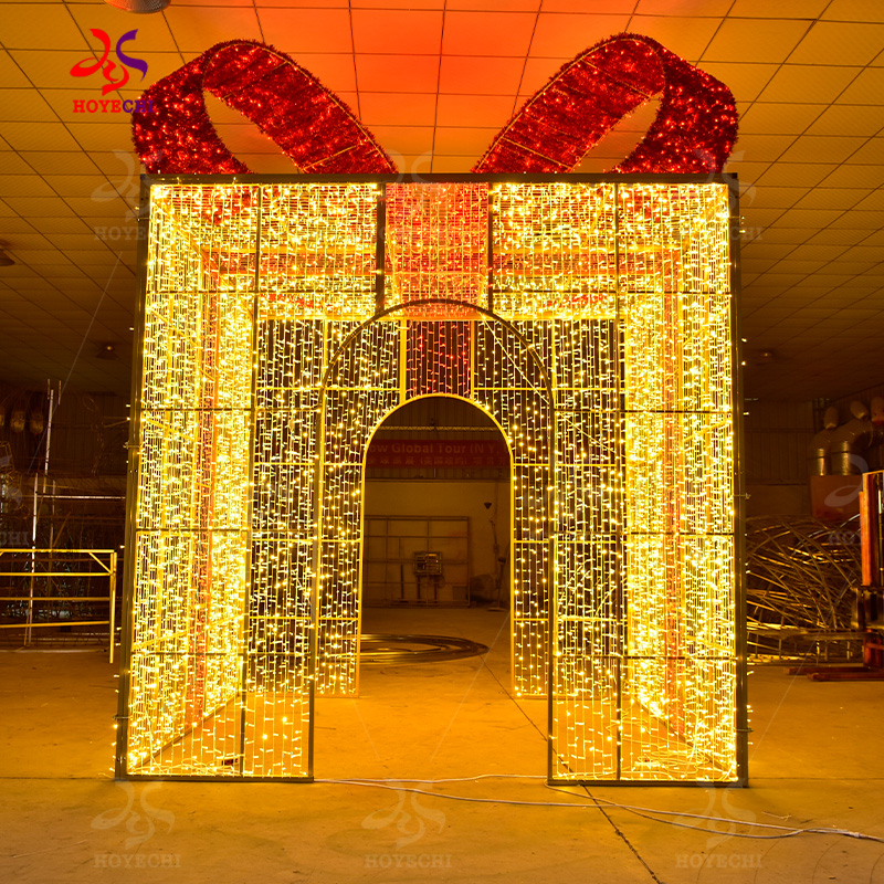 Outdoor festive gift box motif LED lights