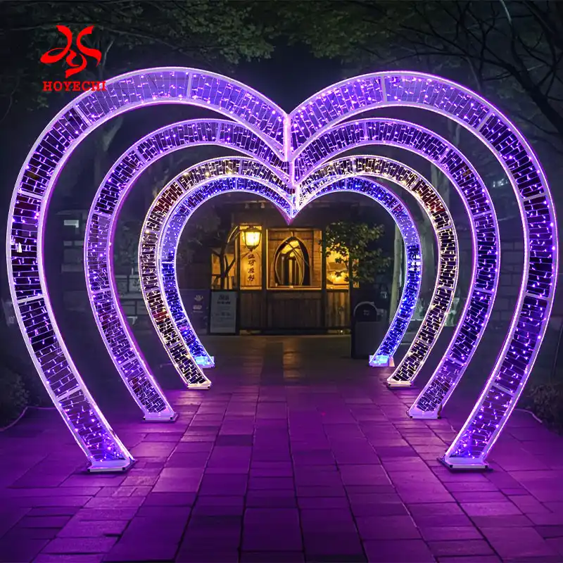 Luzes exteriores 2D 3D em forma de coração com motivos de rua (1)