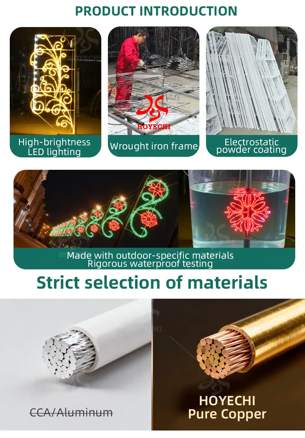 Pole mounted motif lights creating festive urban atmosphere