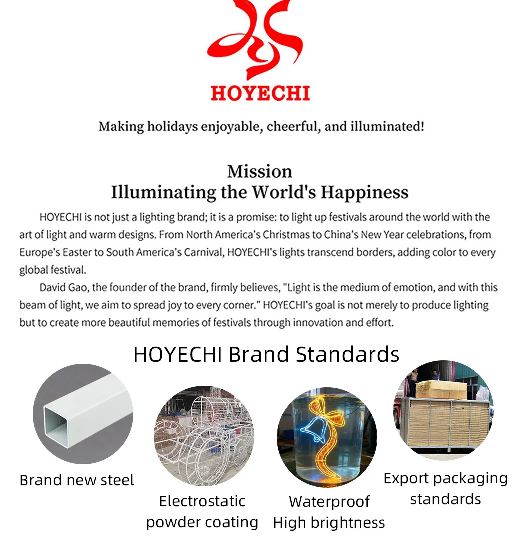 Outdoor night street decoration with pole mounted motif lights