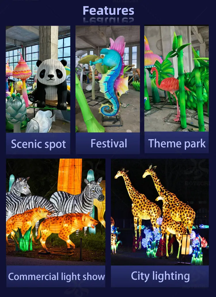 Outdoor animal lantern lighting landscape garden at night