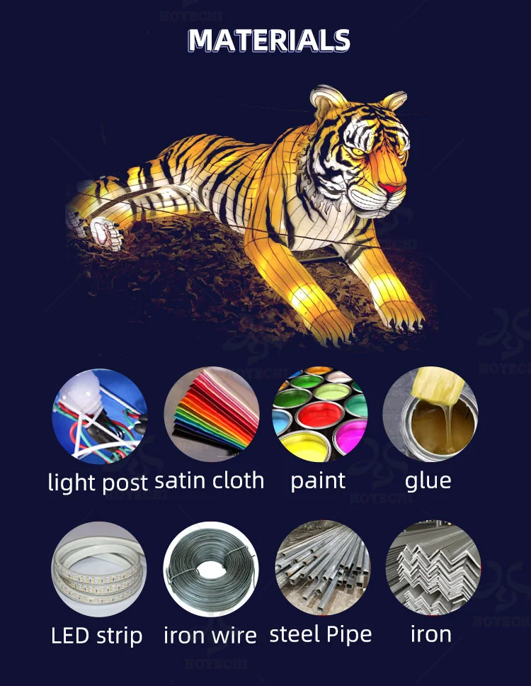 Large decorative animal lantern glowing in festival garden