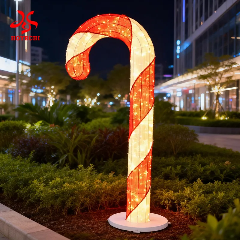 Outdoor candy cane motif lights for Christmas feature displays