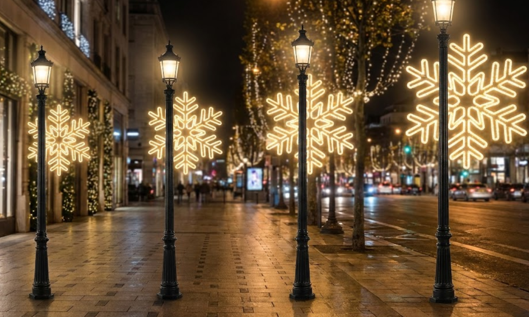 Tapered lamp post showing different diameters at different installation heights