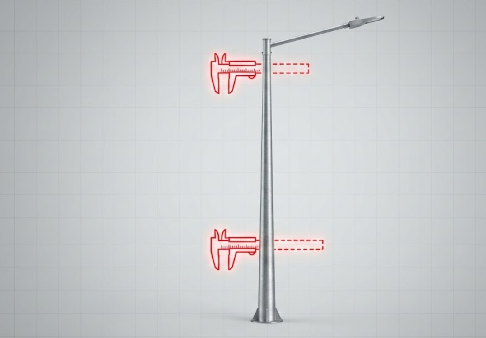 Measuring lamp post circumference to confirm pole diameter for motif light brackets