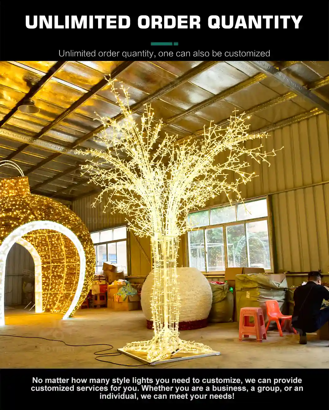 Outdoor Christmas decoration using LED tree twig branch lights