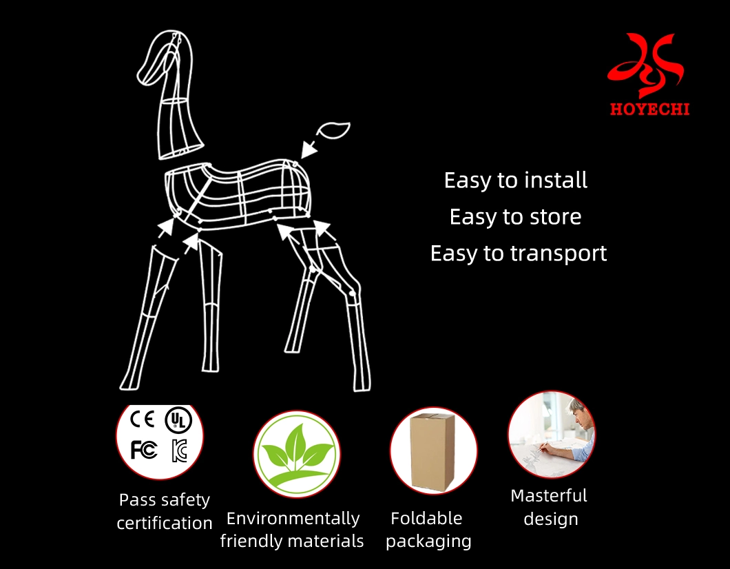 Custom horse motif light for outdoor holiday lighting