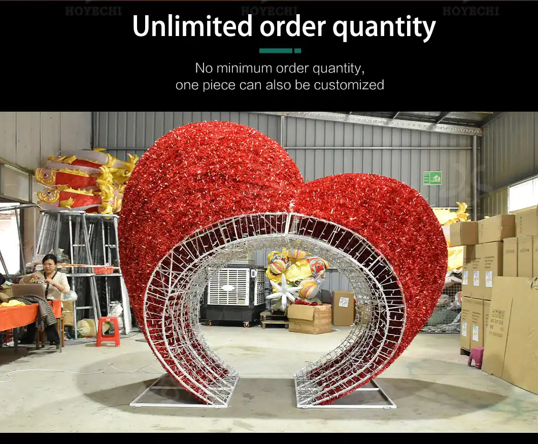 Outdoor festival 3D heart arch lights for street decoration