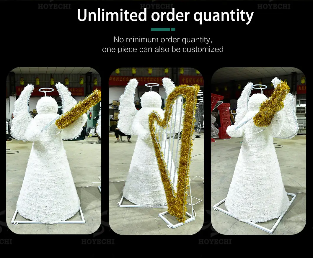 Outdoor Christmas angel motif lights for city holiday lighting