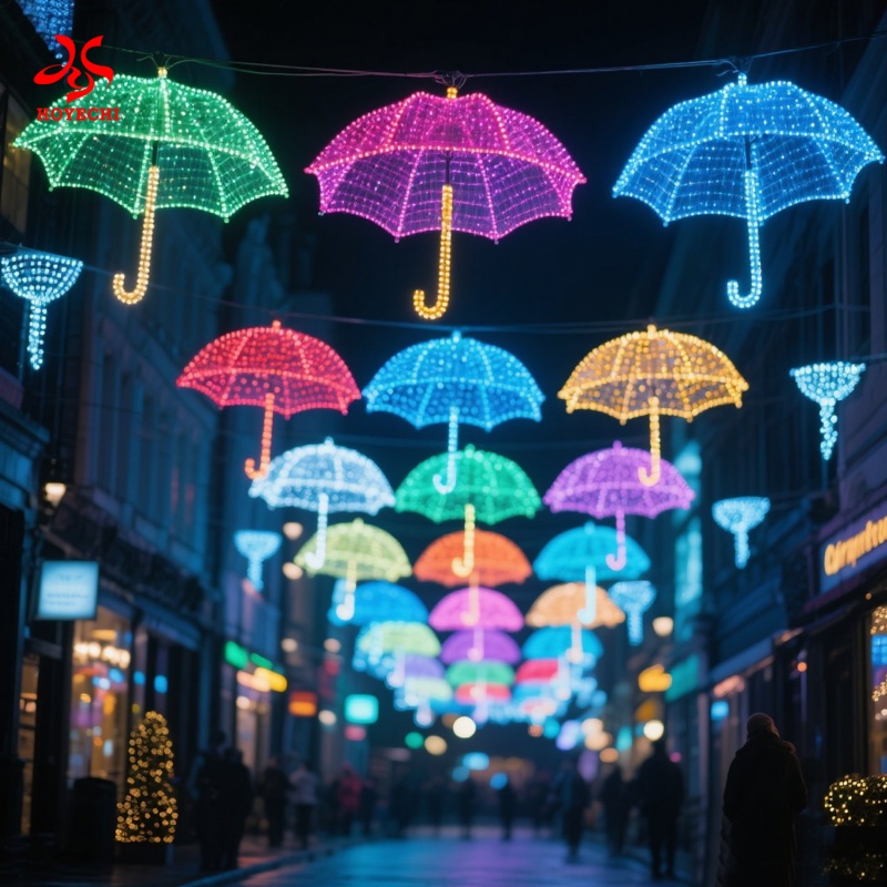 أضواء الشوارع المظلة المعلقة الملونة المعلقة لتزيين المهرجانات الخارجية