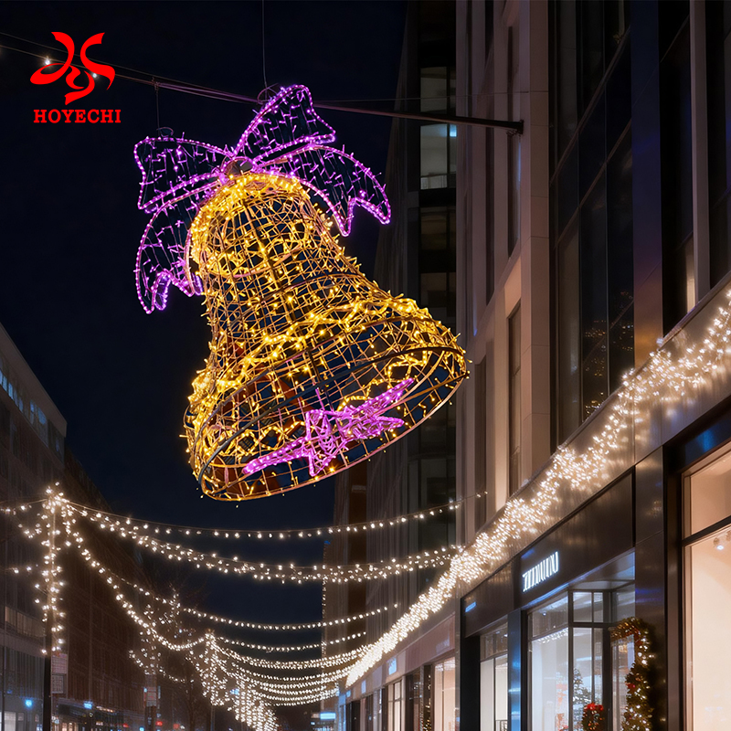 Christmas bell shape street pole motif light outdoor lighting display
