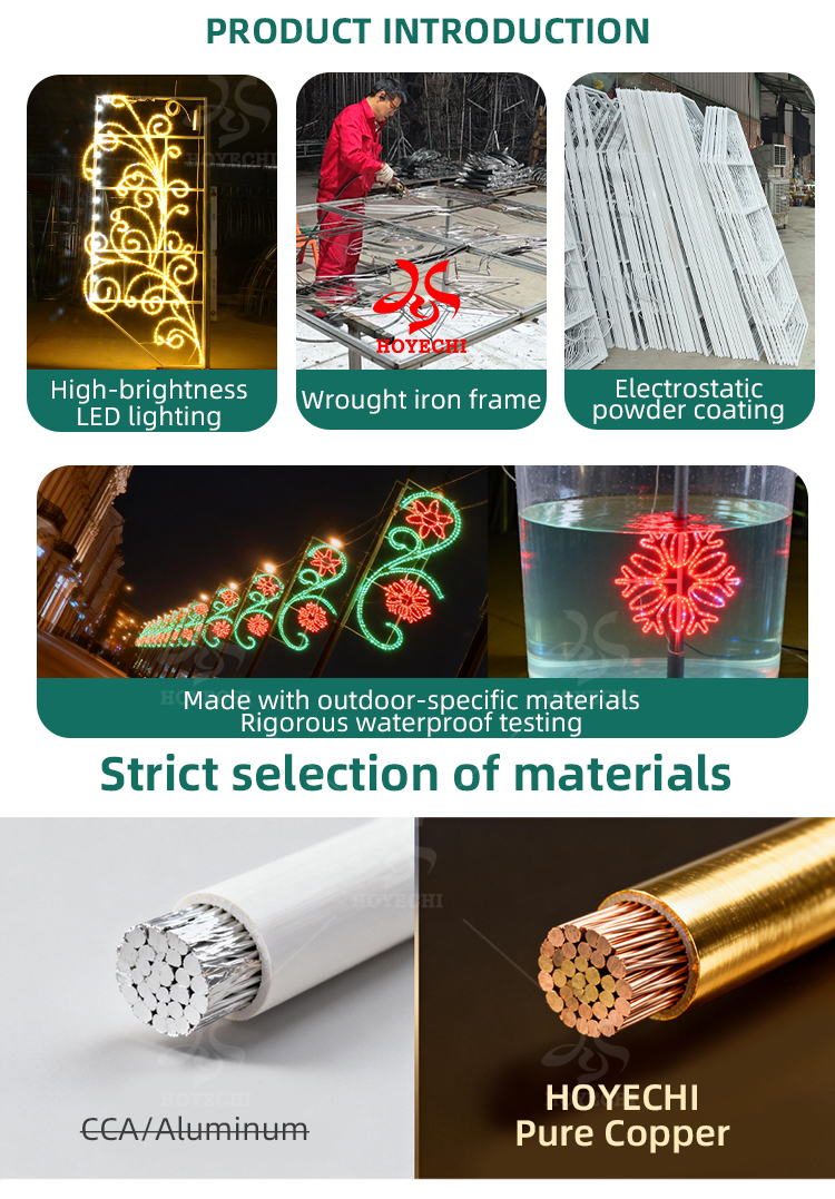 Inspección de calidad y detalles del material del poste de alumbrado público motivo de la luz