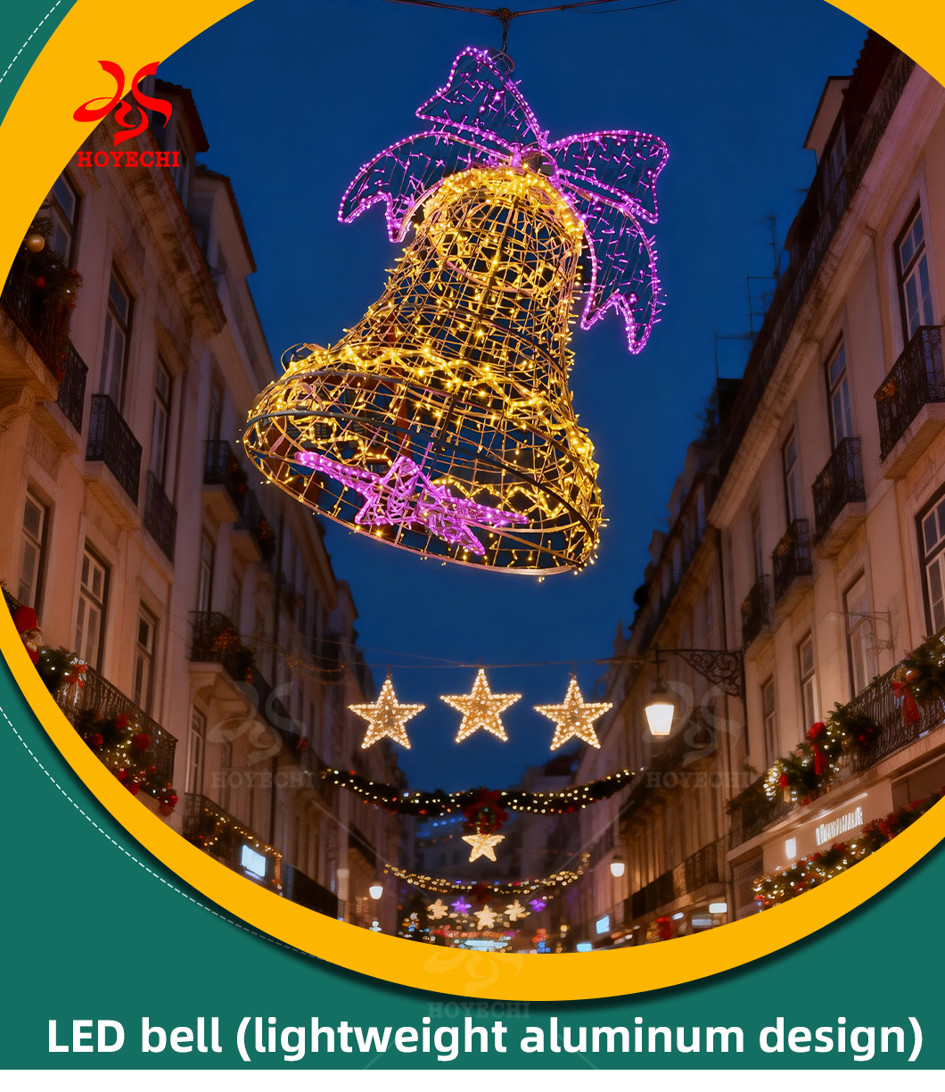 custom LED bell shape street pole motif light decoration