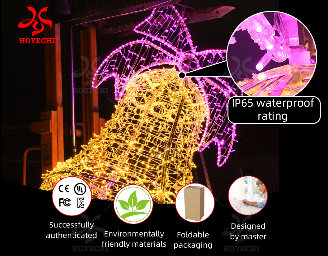 LED street pole bell motif light Christmas decoration