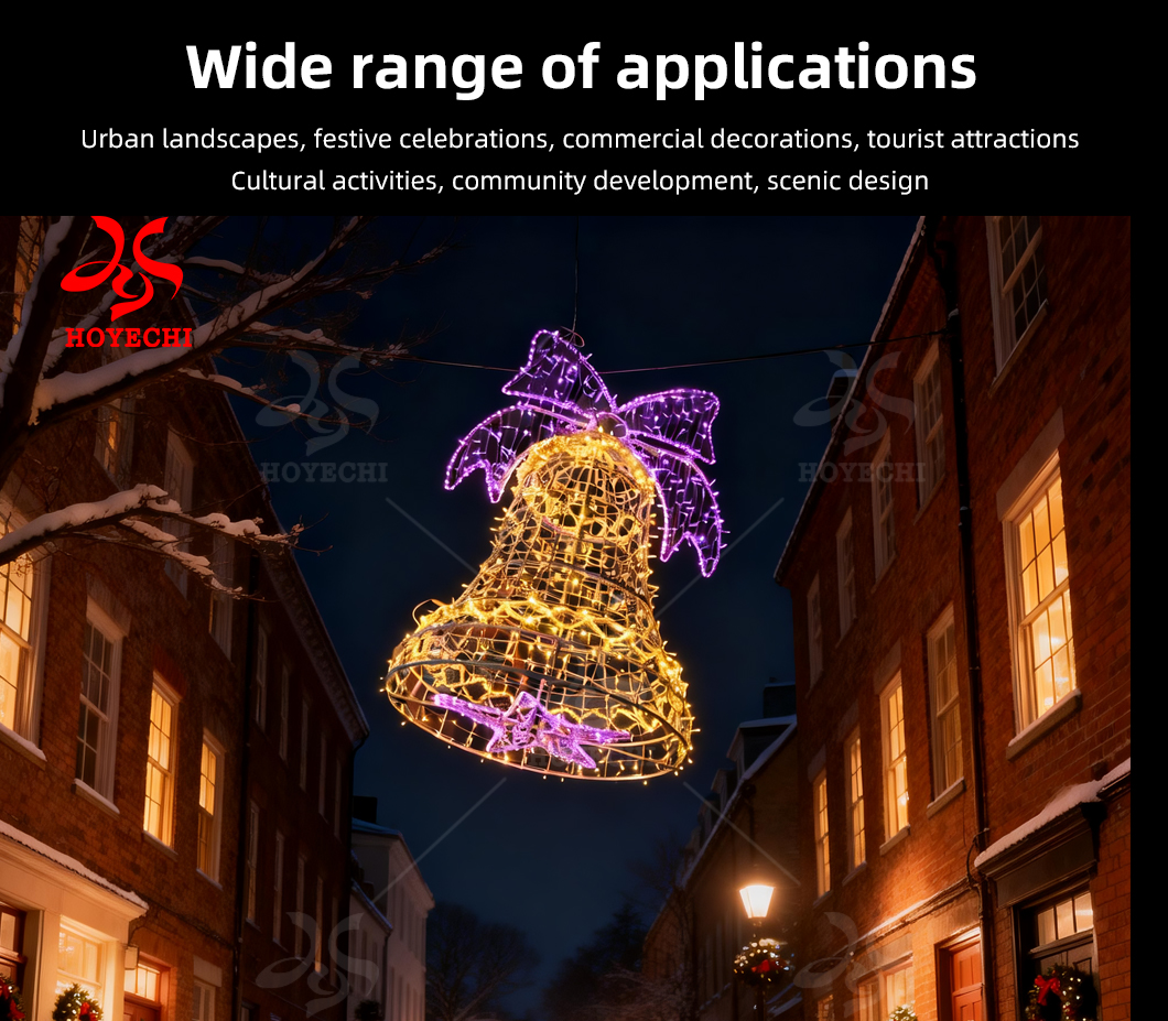 festive bell shape street pole motif light decoration