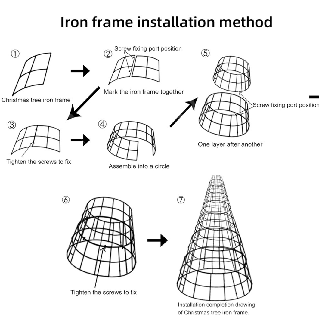 commercial Christmas tree steel or aluminum frame installation structure diagram for large outdoor holiday displays