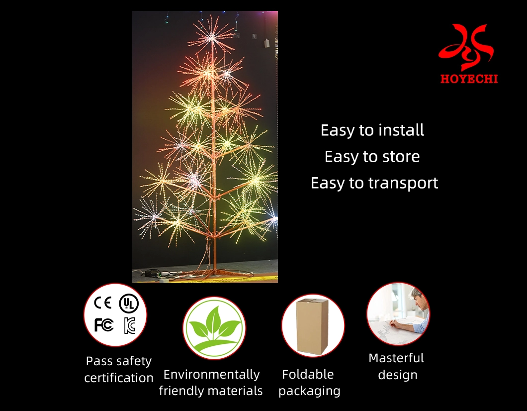 Outdoor waterproof RGB Firework Tree Light installation