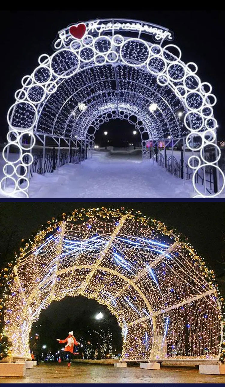Custom walk-through spherical arch light for outdoor commercial decoration projects