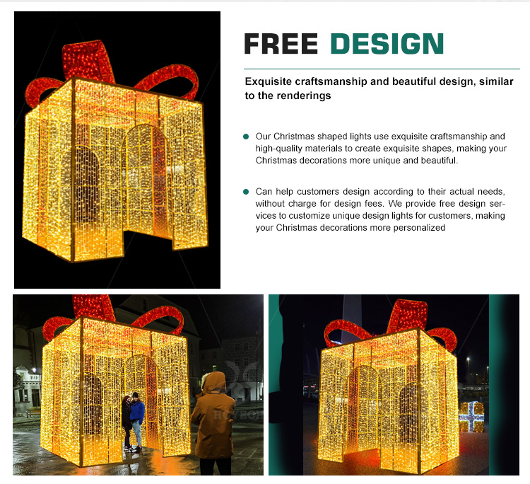 Serviço de design gratuito para projectos personalizados de luzes LED para caixas de oferta gigantes