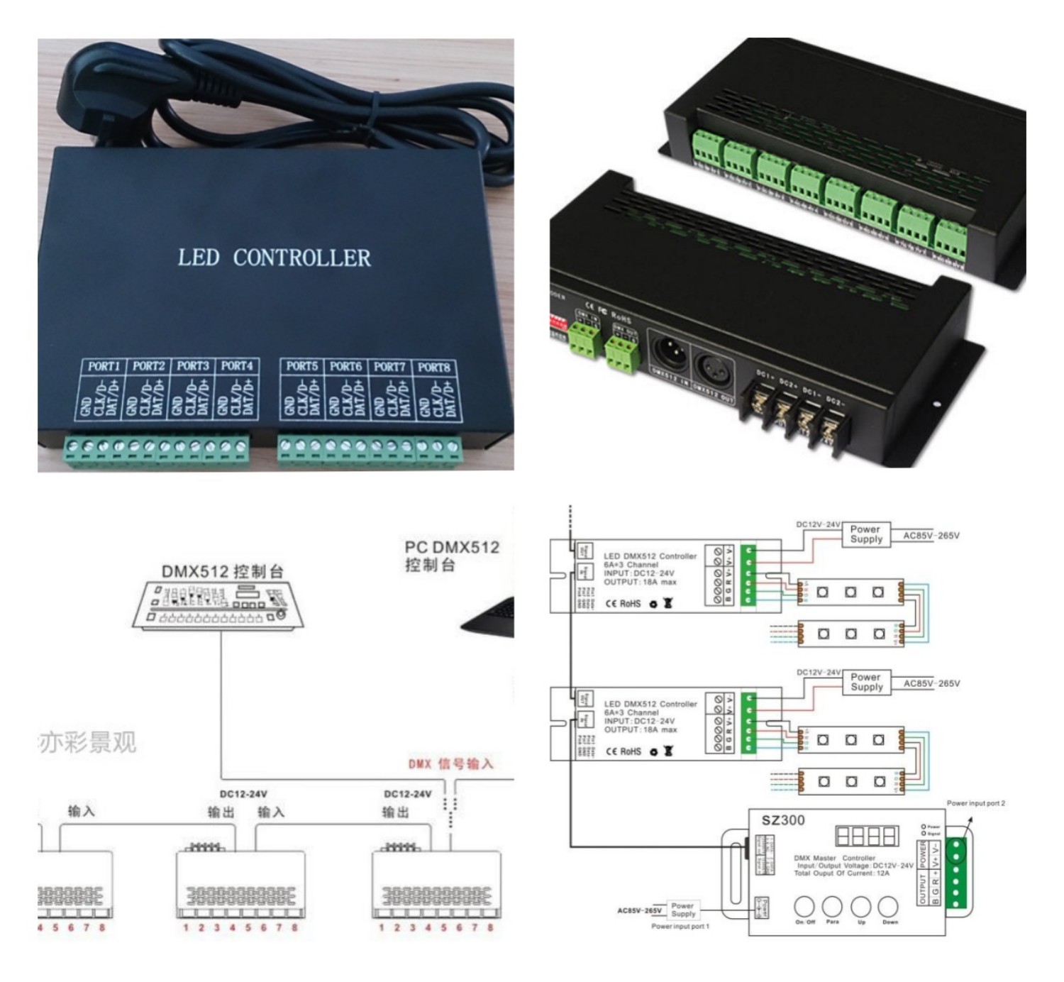 DMX512 programming controller and schematic diagram for giant pixel Christmas tree lighting system
