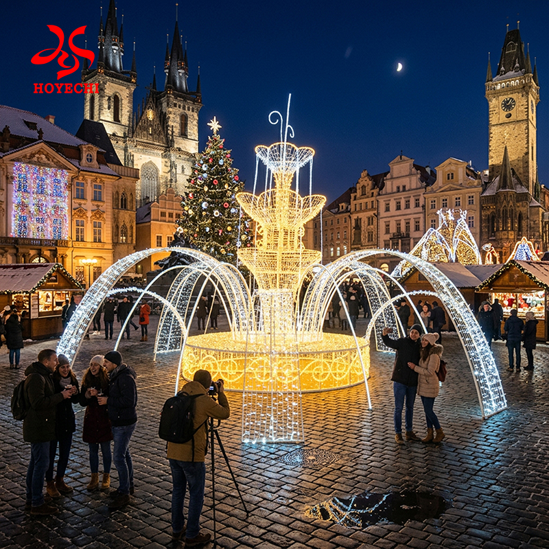 Lumière décorative en forme de fontaine illuminée pour une décoration de Noël en extérieur