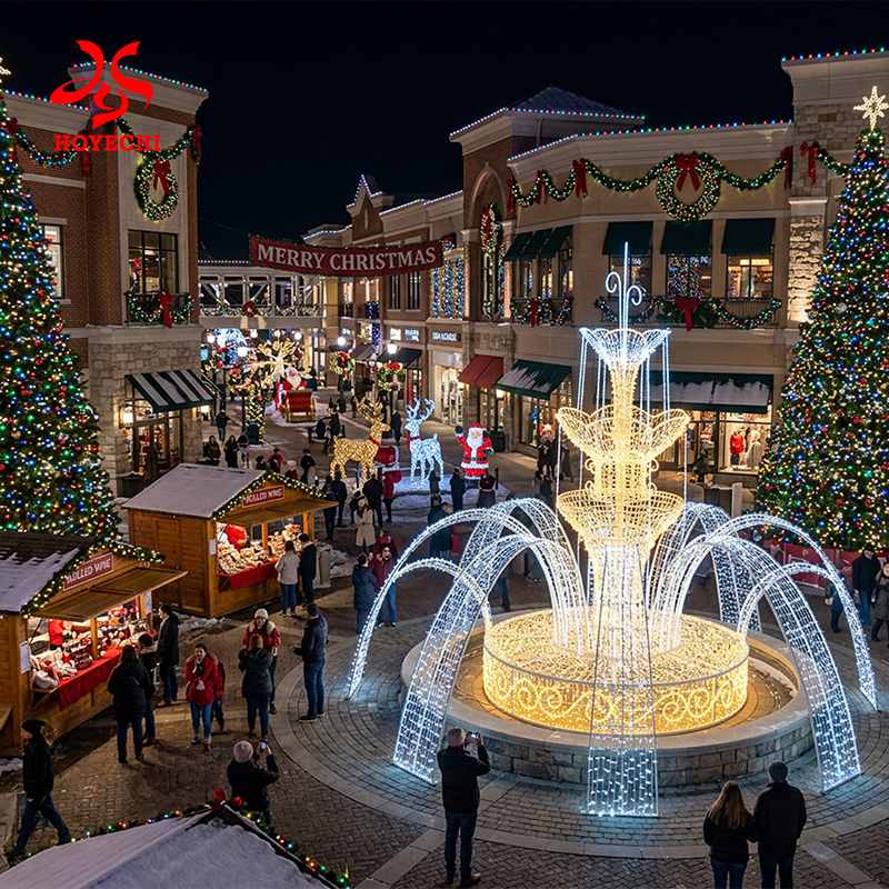 Walk-through LED fountain motif light at a holiday light festival