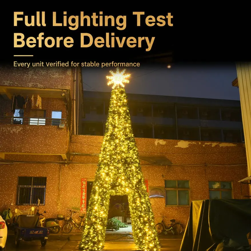 Commercial Christmas tree lighting test completed before factory delivery