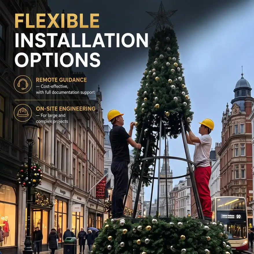 Installation support for a large commercial walk-through Christmas tree project