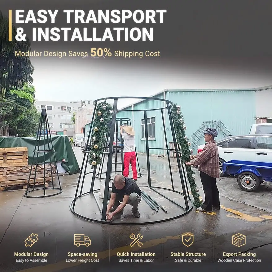 Commercial Christmas tree designed for easier transport and seasonal installation