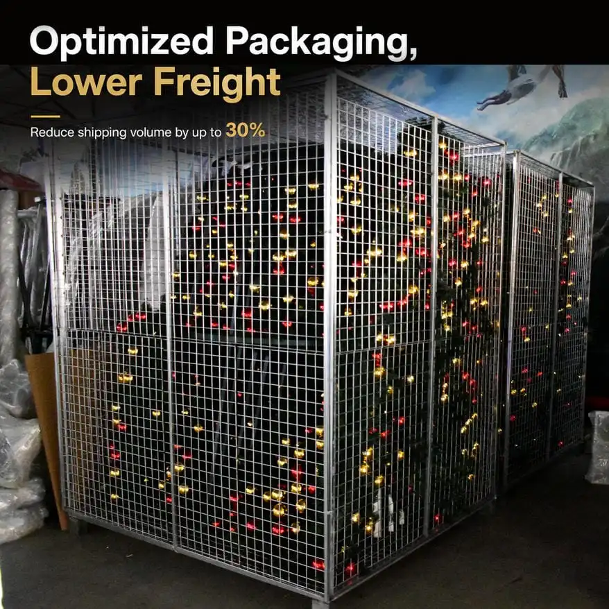 Folding commercial Christmas tree modules with optimized packaging for shipment