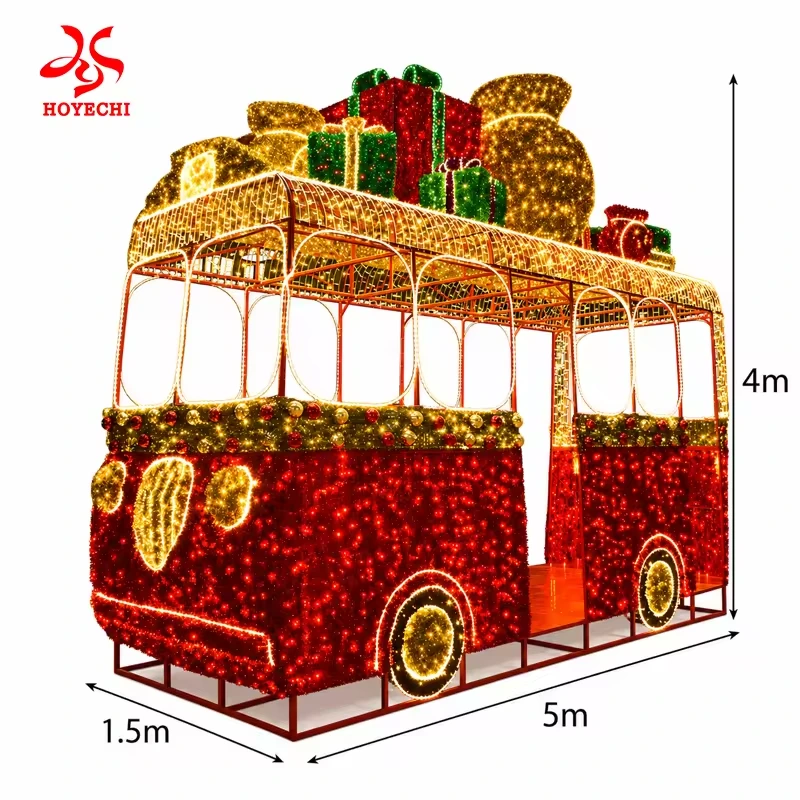 Christmas bus light diagram showing 5m length, 1.5m width and 4m height