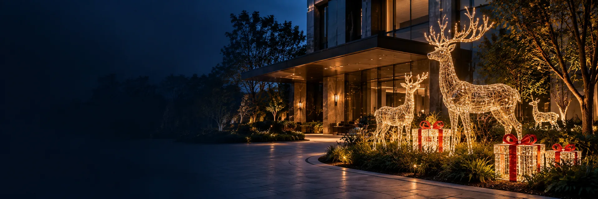 Christmas Light Sculptures — conceptual commercial lighting scene