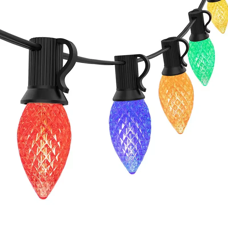 Faceted Christmas bulbs with individual dark lamp holders