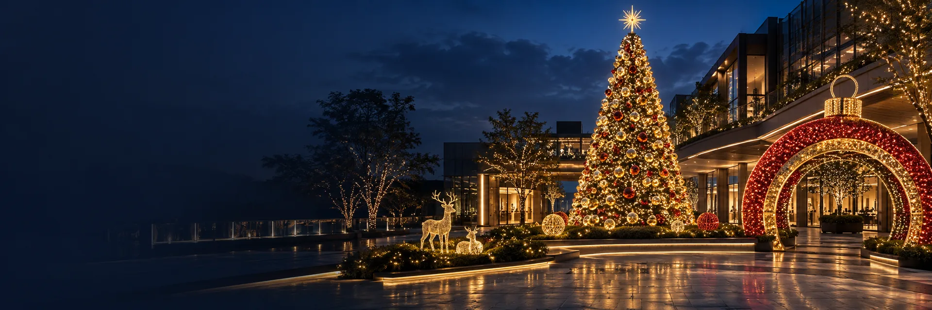 Commercial Holiday Lighting — conceptual commercial lighting scene