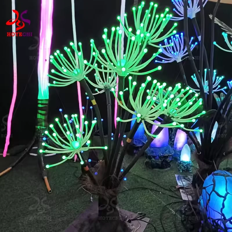 Green illuminated fantasy plant showing its branching structure
