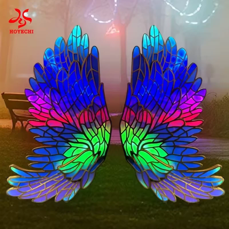 Multicolor illuminated feather wings