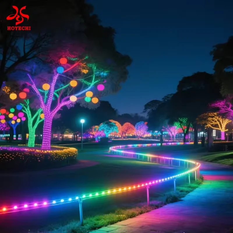 Supplier landscape concept with RGB path outlines and decorative trees