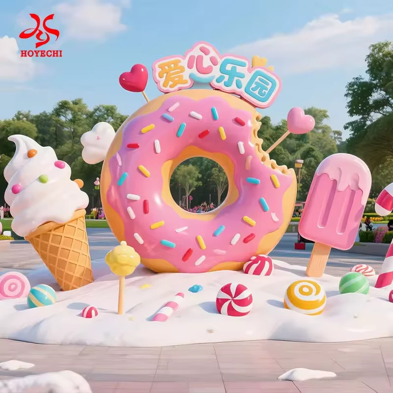 Supplier concept of a giant donut photo display with candy props